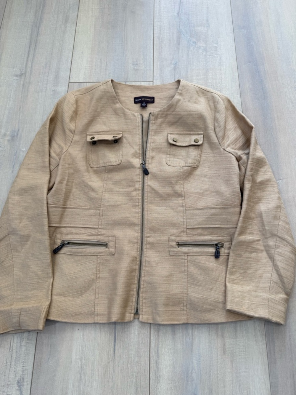 Dana Buchman Camel color Zip-Front Textured Jacket